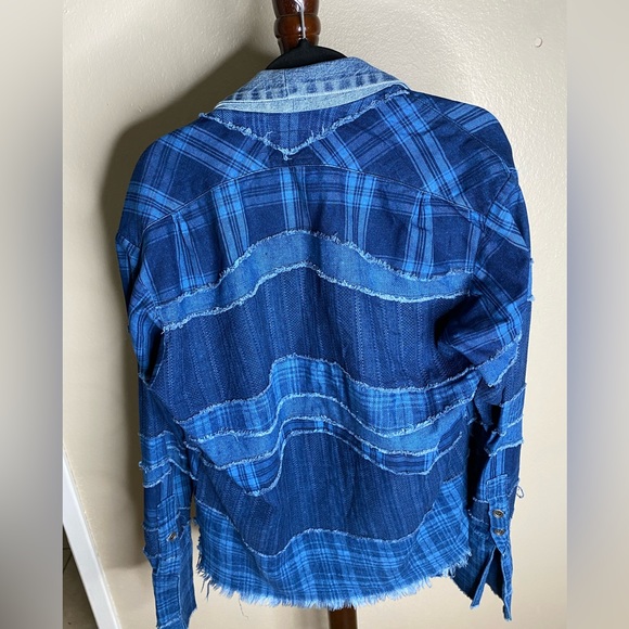 Greg Lauren RARE MIXED INDIGO GL1 STUDIO BLUE  PATCH WORK DENIM Men’s size small - Picture 3 of 4